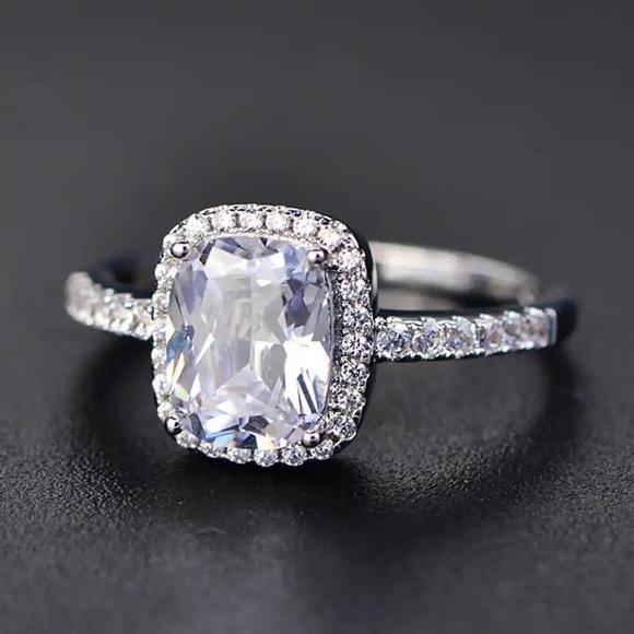 Classic Engagement Silver Diamond Ring - Picture 3 of 3